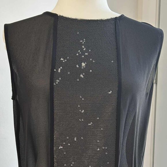 Rudsak Luxe Black Sheer Tunic With Sparkling Sequin Panels & Elegant Flow – US S - Picture 2 of 10